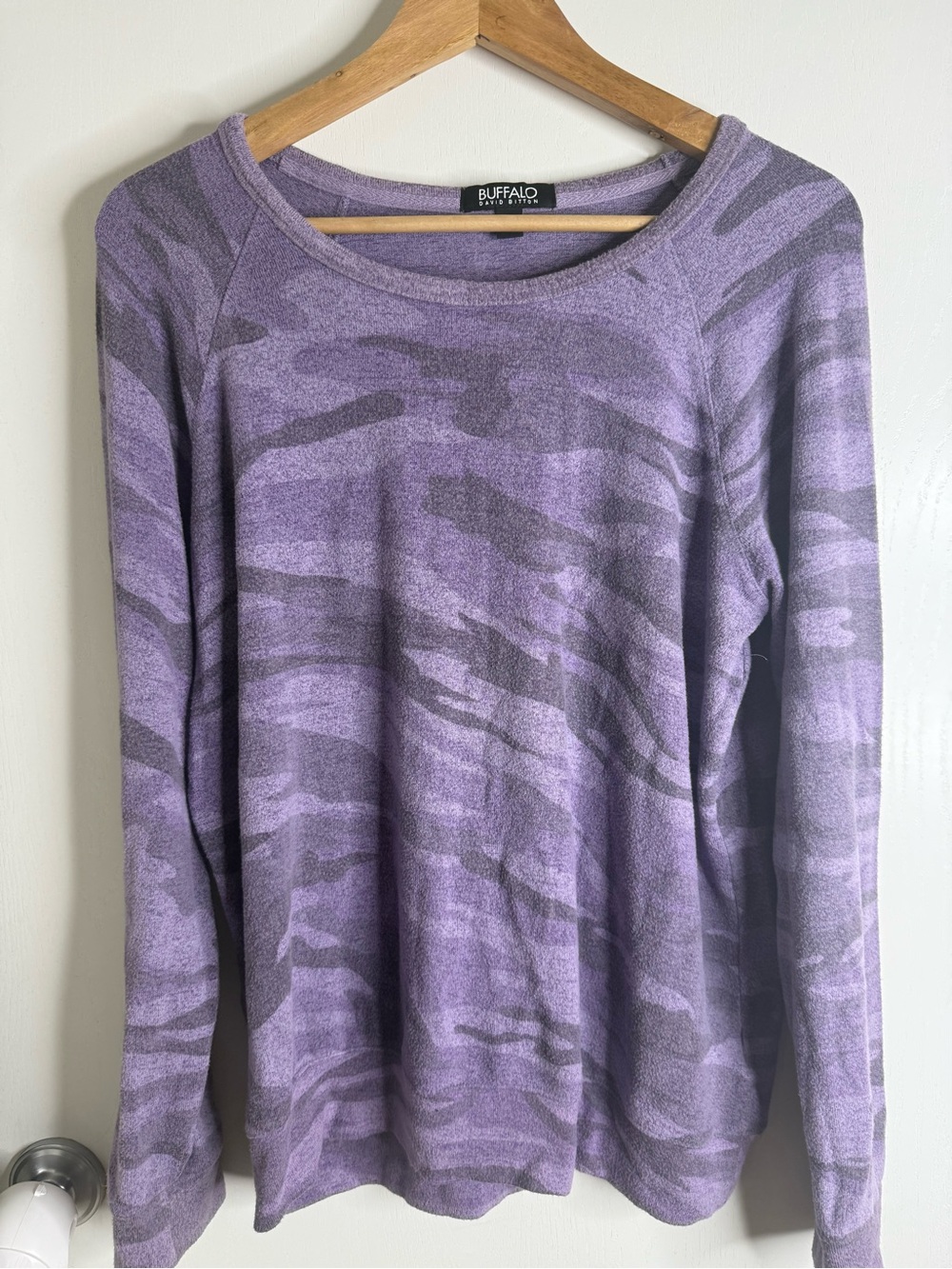 Buffalo David Bitton Purple Camouflage Long-Sleeve Top Womens Large